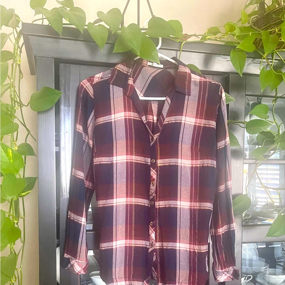 Navy and Maroon Plaid Shirt
